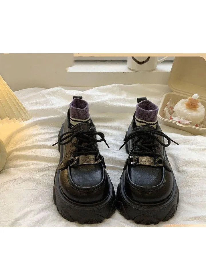 New Ladies Thick-Soled Heightened Small Leather Shoes