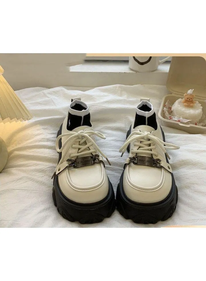 New Ladies Thick-Soled Heightened Small Leather Shoes