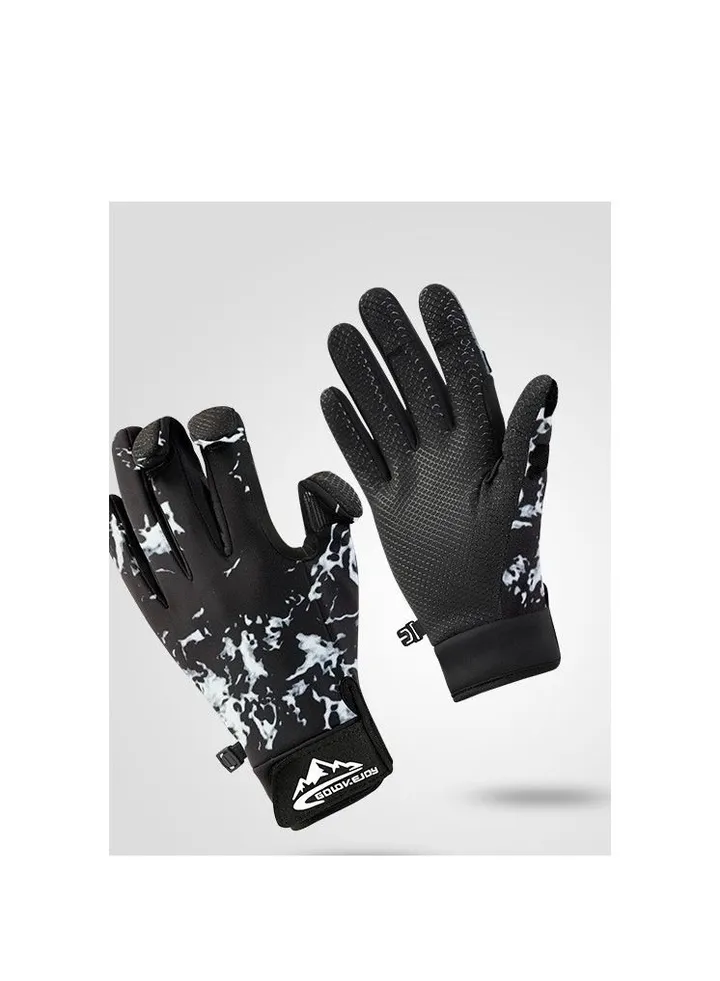 Autumn And Winter New Outdoor Fishing Anti-skid Wear-resistant Plush Warm Luya Gloves
