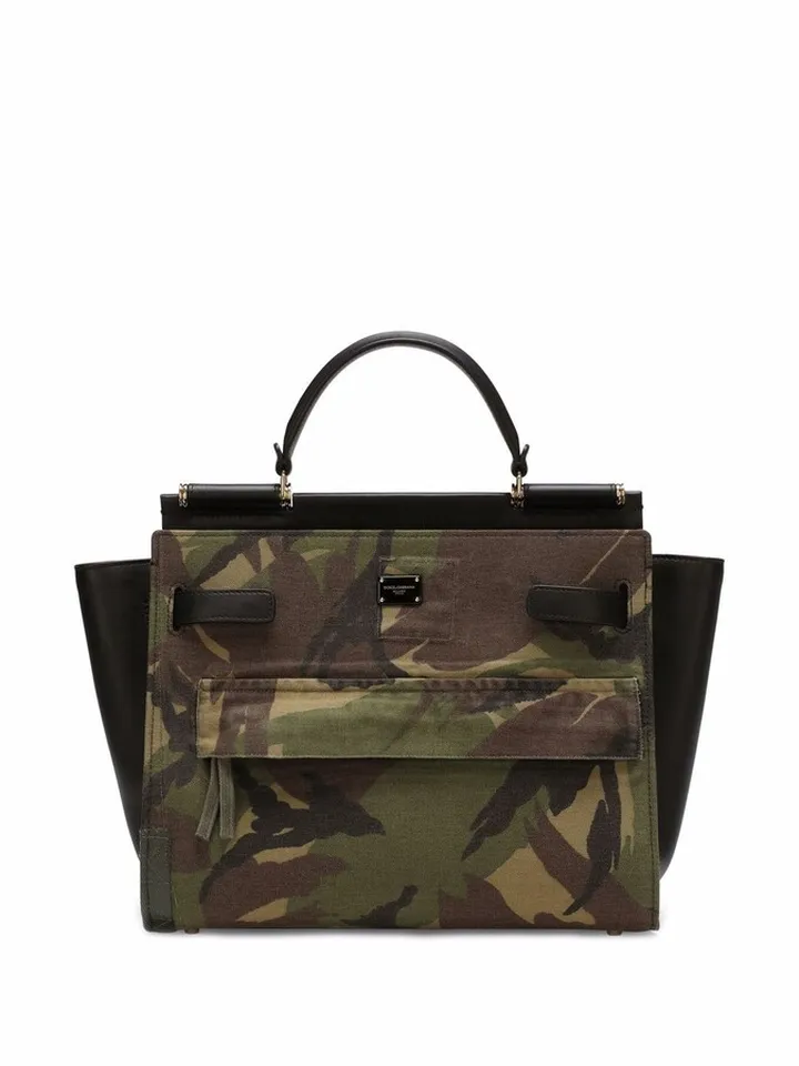 DOLCE & GABBANA- Sicily Large Patchwork Denim And Calfskin Bag