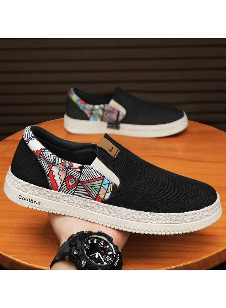 Men's Spring Canvas Casual Ethnic Boat One Foot Stirrup Lazy Cloth Shoes