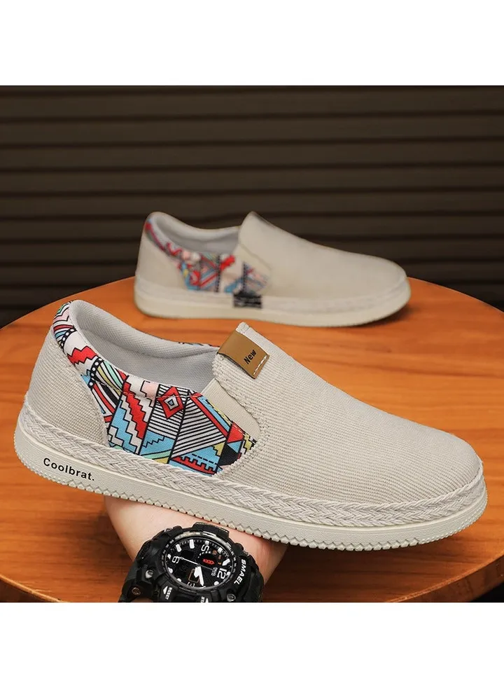 Men's Spring Canvas Casual Ethnic Boat One Foot Stirrup Lazy Cloth Shoes
