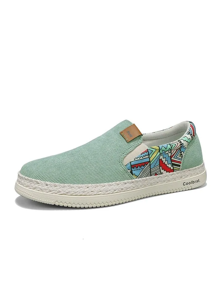 Men's Spring Canvas Casual Ethnic Boat One Foot Stirrup Lazy Cloth Shoes