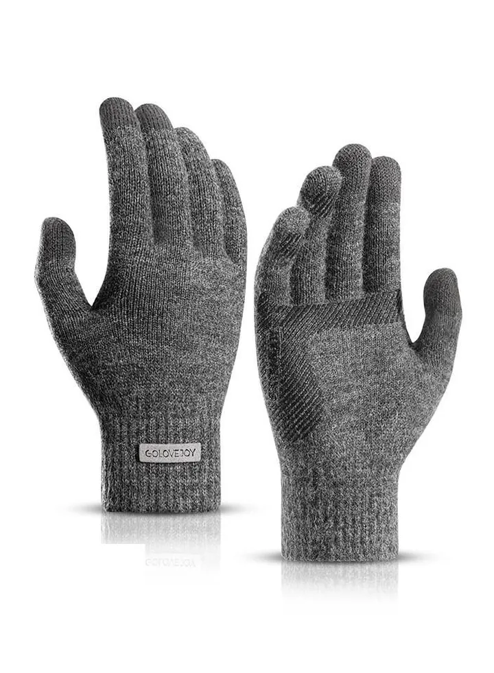 Men's Warm Windproof Plush Anti-skid Casual Business Gloves