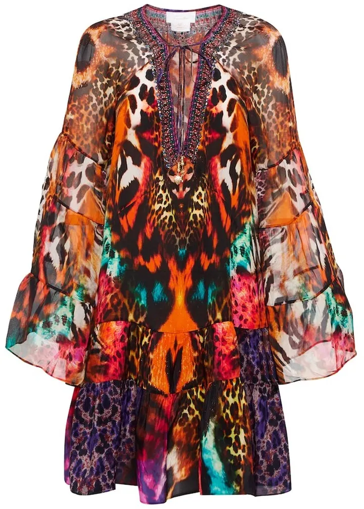 Printed silk minidress