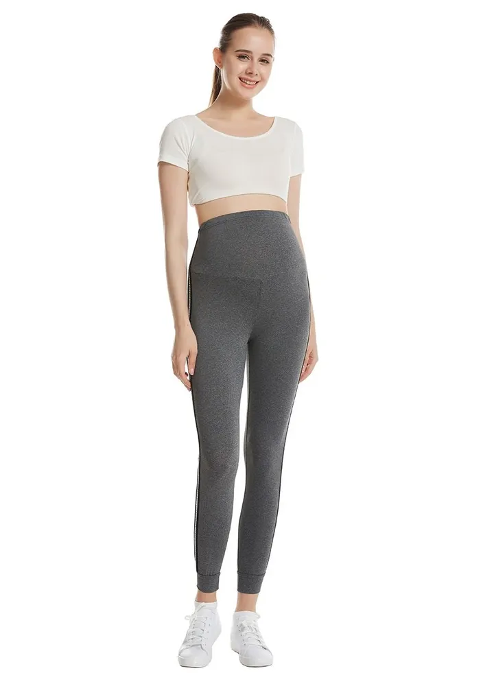 Maternity Sweatpants Pregnant Woman Sports Close-Fitting Leggings Dark Grey