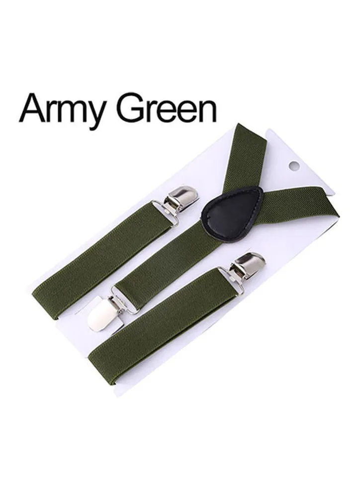 Baby Girls Boys Fashion Adjustable Clip-on Y-Back Child Elastic Suspenders Army Green