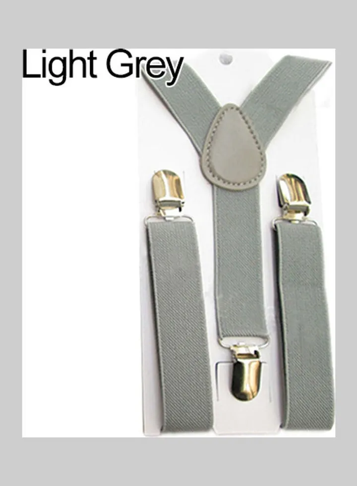 Baby Girls Boys Fashion Adjustable Clip-on Y-Back Child Elastic Suspenders Light Grey