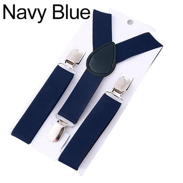 Baby Girls Boys Fashion Adjustable Clip-on Y-Back Child Elastic Suspenders Navy Blue