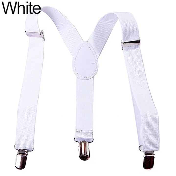 Baby Girls Boys Fashion Adjustable Clip-on Y-Back Child Elastic Suspenders White