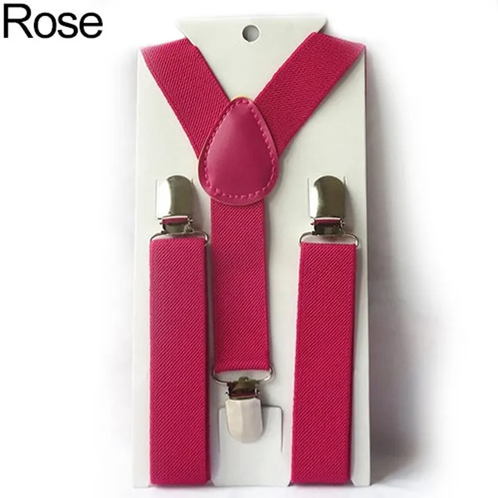 Baby Girls Boys Fashion Adjustable Clip-on Y-Back Child Elastic Suspenders Rose