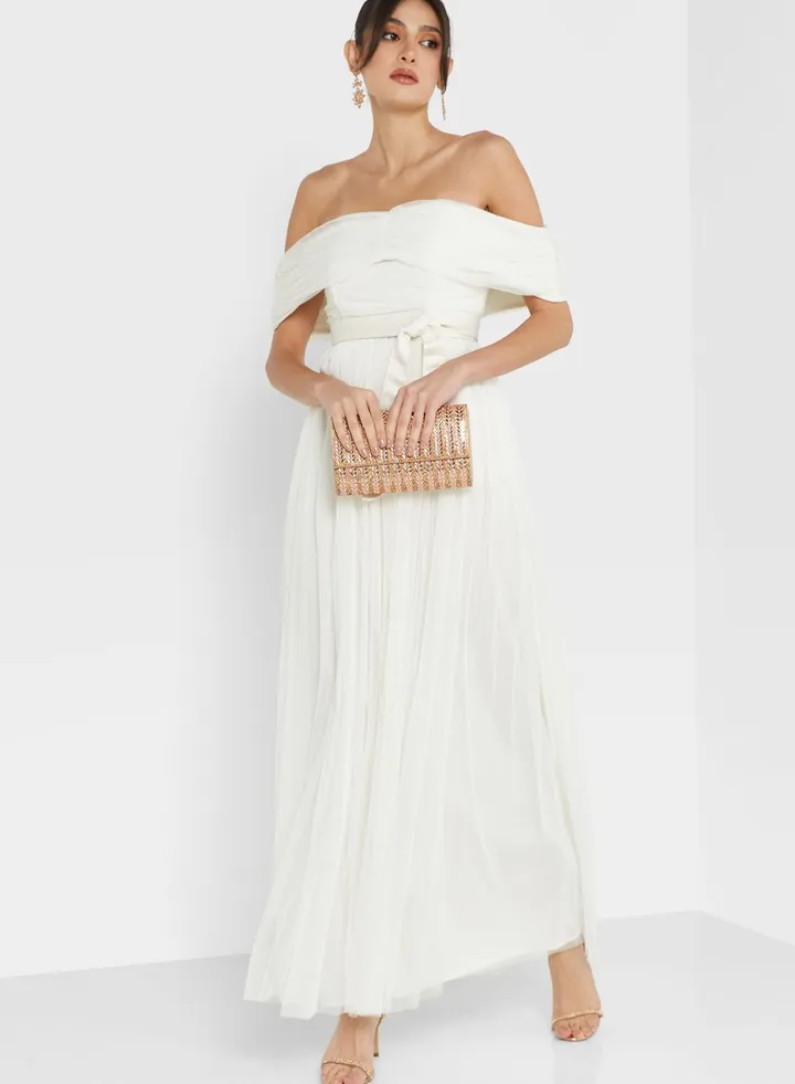 Bardot Tie Detail Dress