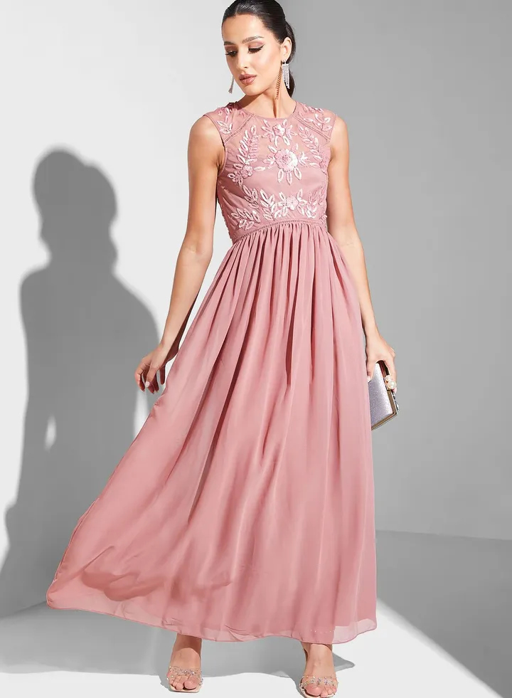 Julia Mesh Insert Embellished Dress