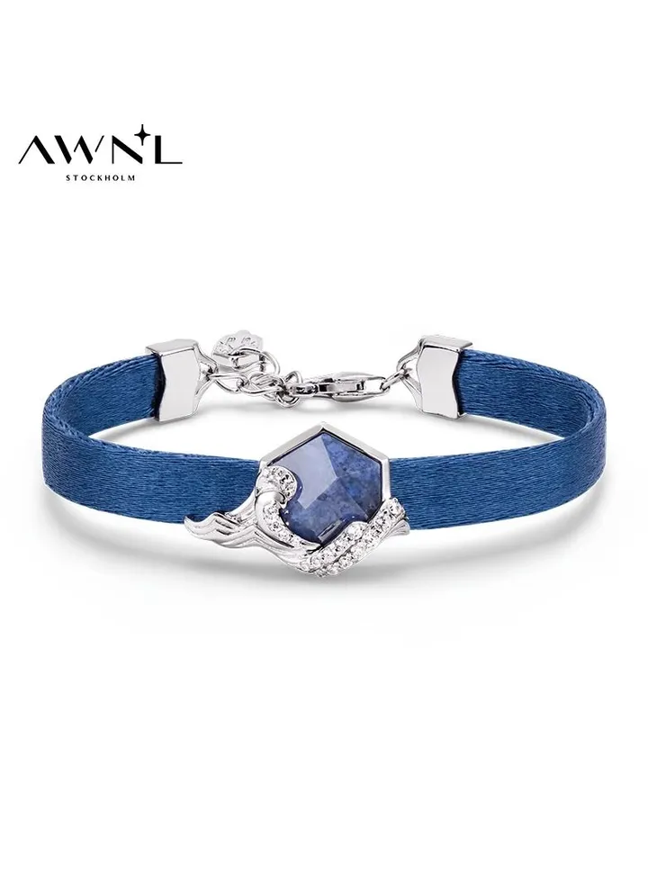 Women's Ribbon Poseidon Charm Bracelet with Dumortierite