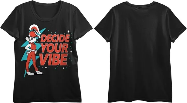 Looney Tunes Lola Bunny Decide Your Vibe Women’s Black Graphic Tee-Large