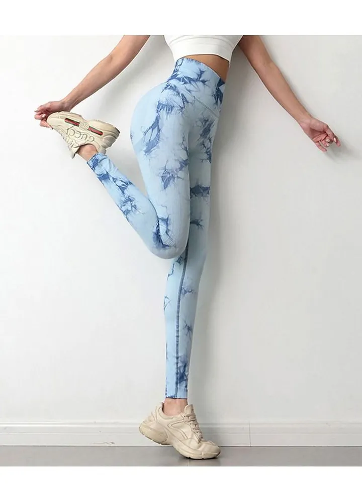 Women's Fashion Tie Dye Yoga Pants Sports Fitness High Waist Fitness Sweatpants
