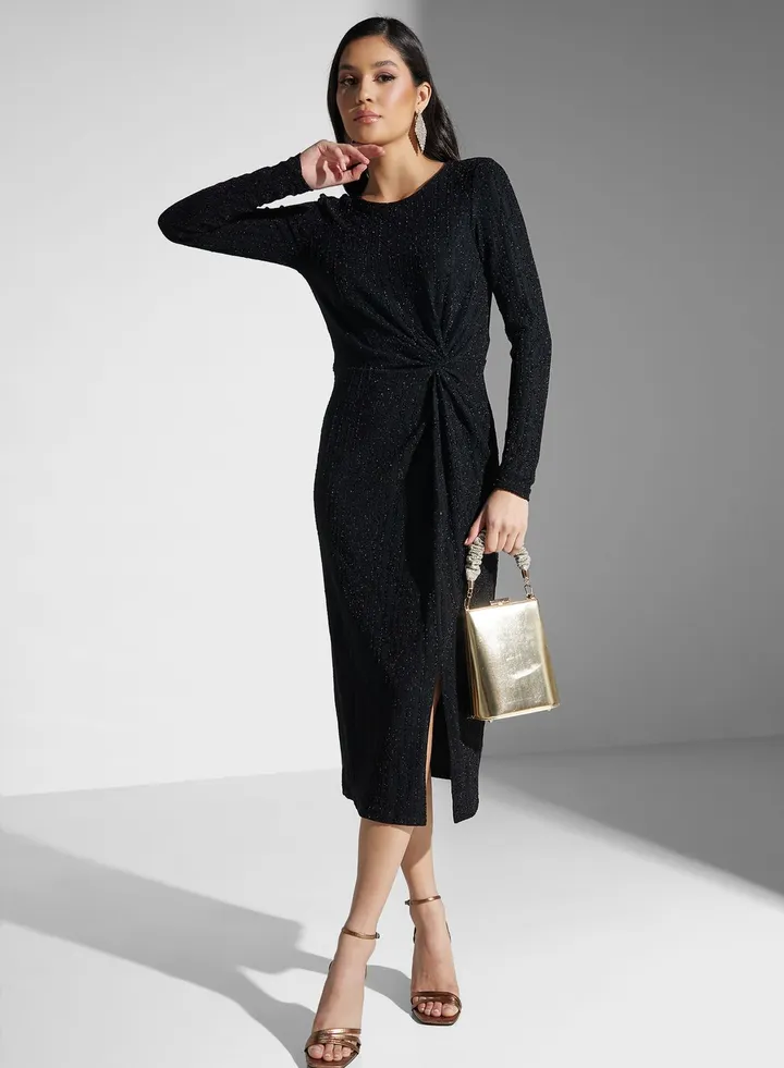 Slit Detail Printed Dress