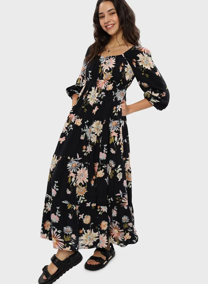 Floral Print Tiered Dress
