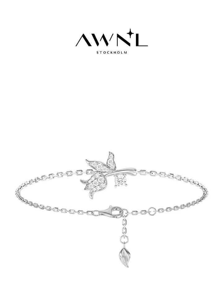 Women's Sterling Silver Bracelet of Floral Charm