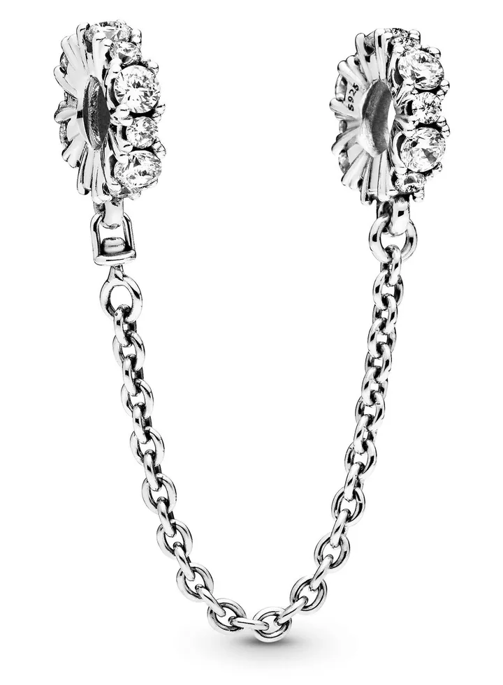 PANDORA Jewelry Clear Glitter Safety Chain Cubic Zirconia 925 Sterling Silver