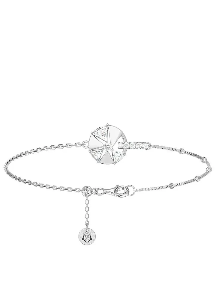 AWNL Women's Bracelet With CZ Diamond Sterling Silver Scandinavian Cardamom Flower Charm Gift for Women Wife Girlfriend