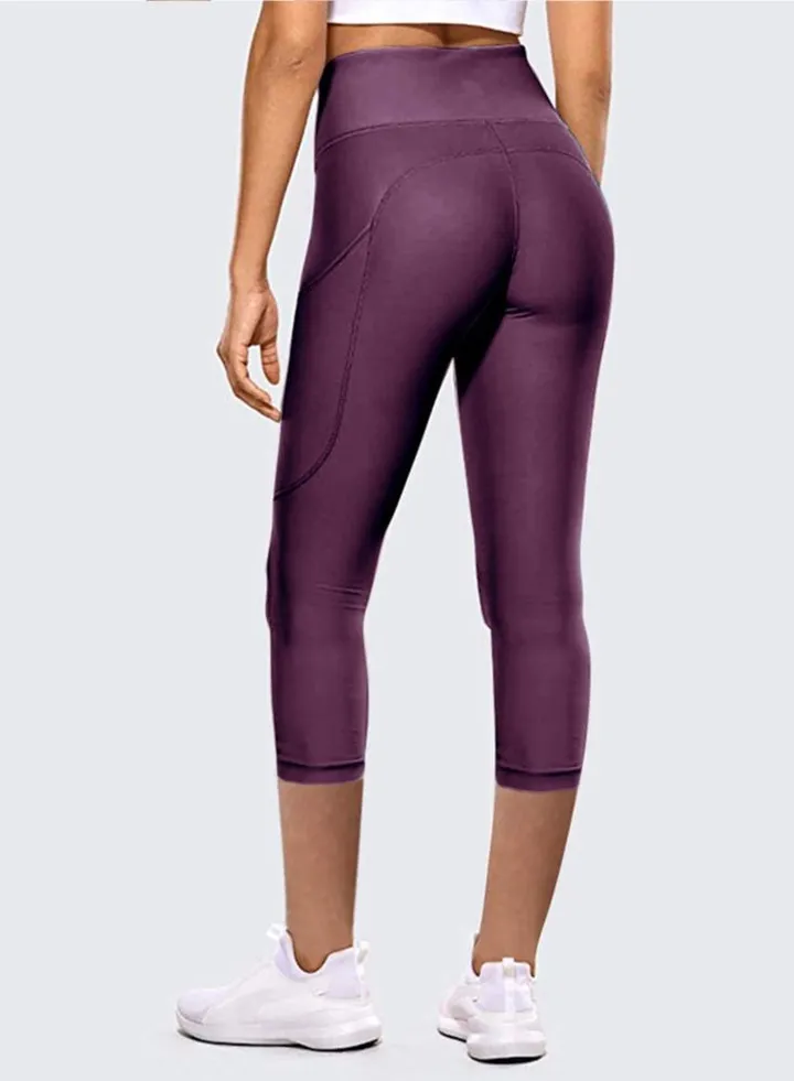 Women's Sports High Waist Hip Lifting Quarter Tight Yoga Pants Purple