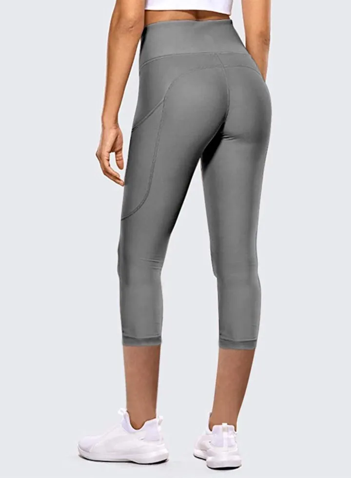Women's Sports High Waist Hip Lifting Quarter Tight Yoga Pants Grey