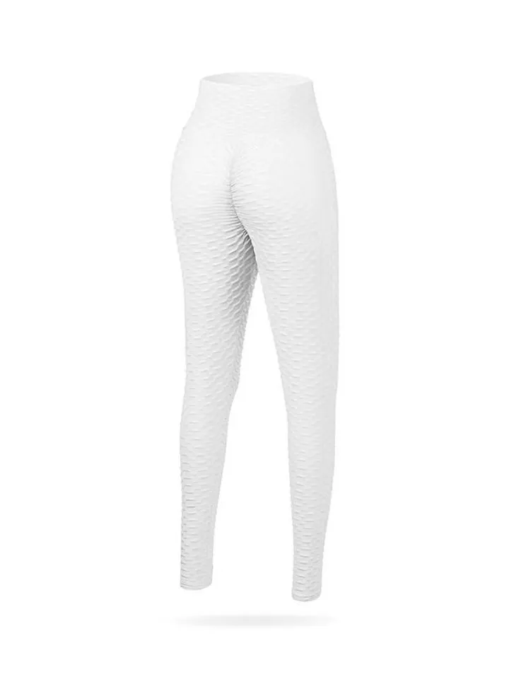 Women's Fashion High Waist Tight Exercise Fitness Jacquard Bubble Yoga Sweatpants