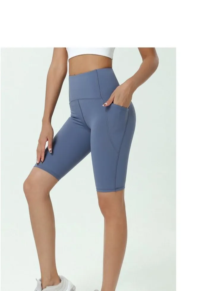Solid Stretch Yoga Pants Blue