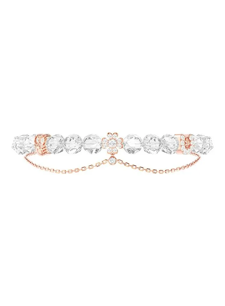 Women's Double Chain Bracelet Of Luck With White Quartz