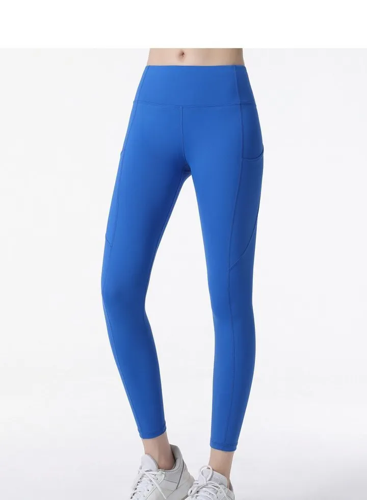 Solid Stretch Yoga Pants Blue