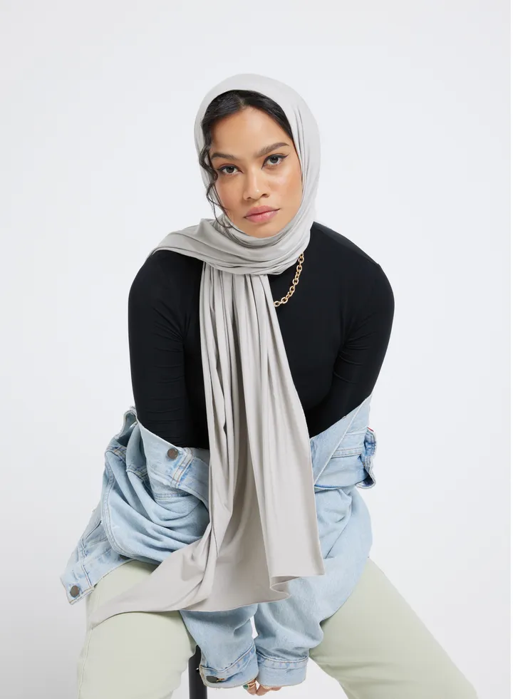 Organic Bamboo Jersey Hijab - Light Grey