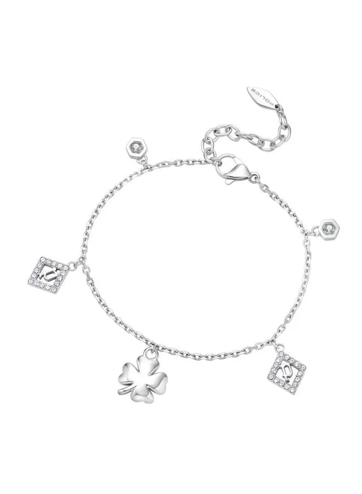Police Sheeny Silver Color Stainless Steel Ladies Bracelet With Crystals - PEJLB0002111