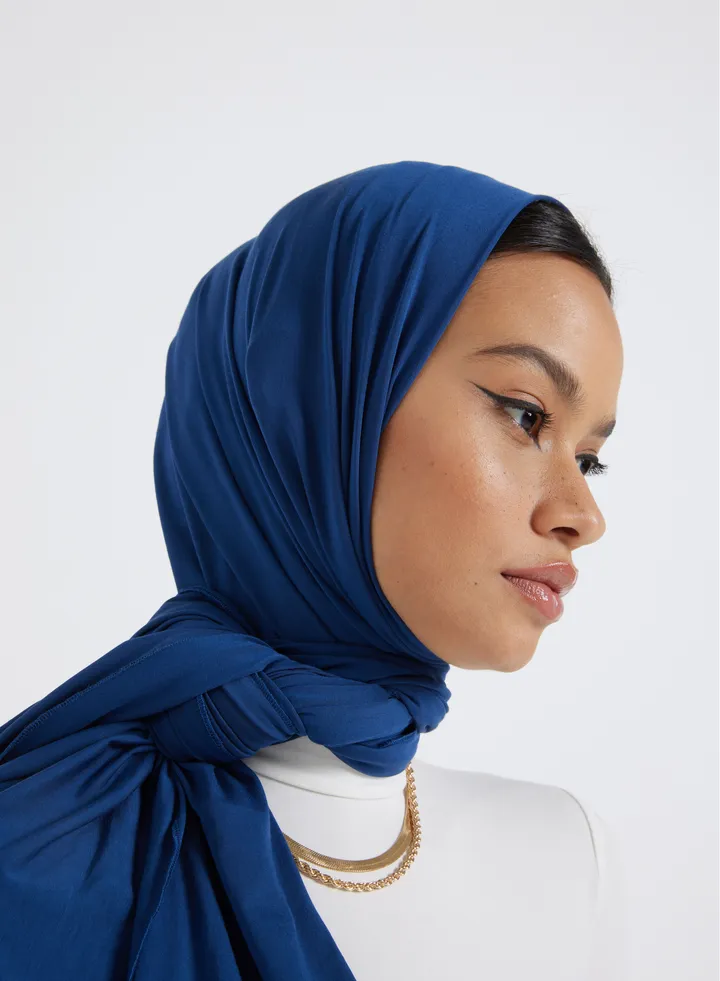 Organic Bamboo Jersey Hijab - Navy