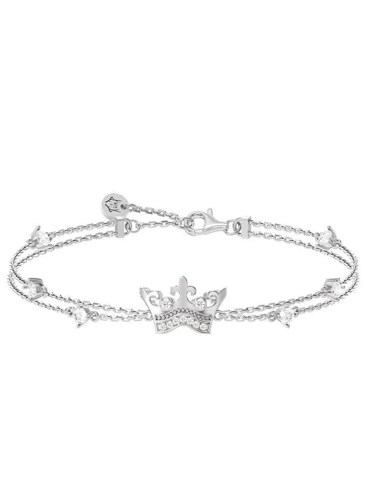 Women's Sterling Silver Bracelet of Crown Charm