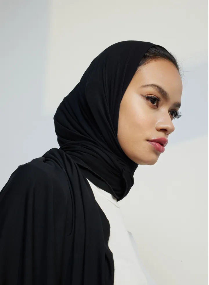 Organic Bamboo Jersey Hijab - Black