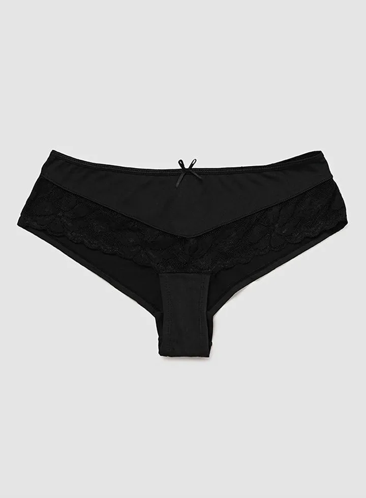 Lace Detailed Boyshorts Bottom Black