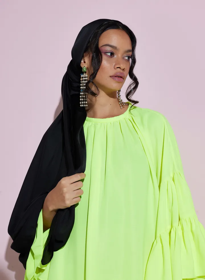 Luxury Black Satin Hijab - Sustainable