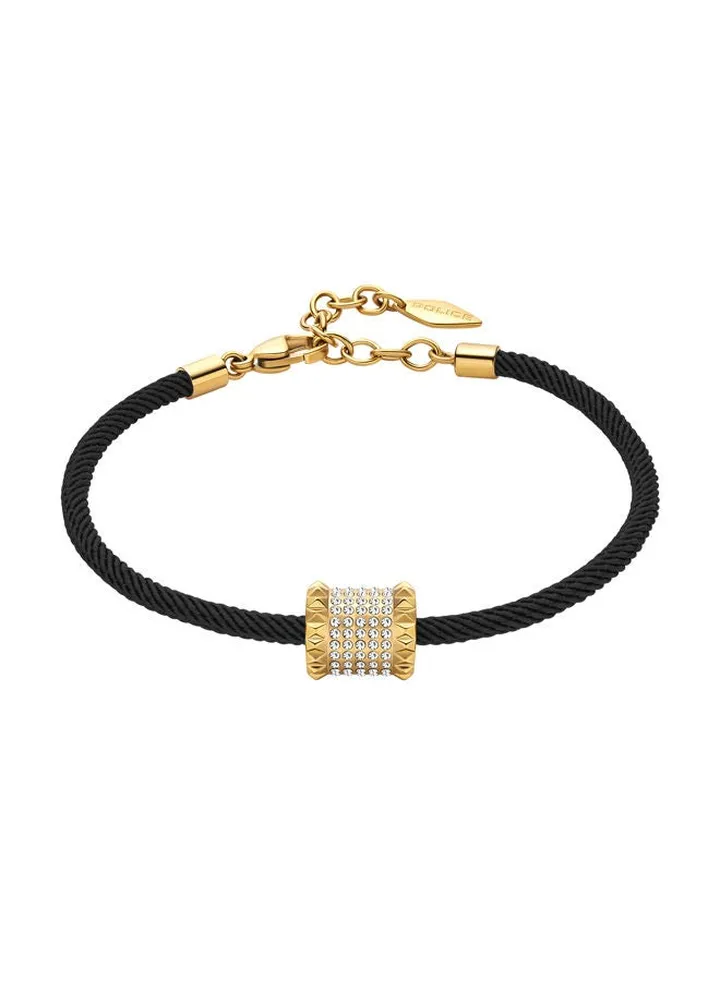 Police Barrel Black & Yellow Gold Plated Stainless Steel Ladies Bracelet With Crystals - PEJLB0001405