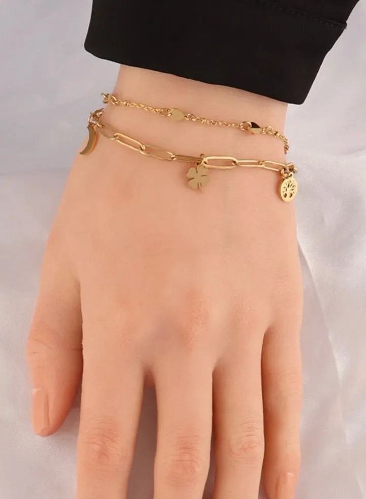 Elegant Gold Plated Stainless Steel Bracelet For Women