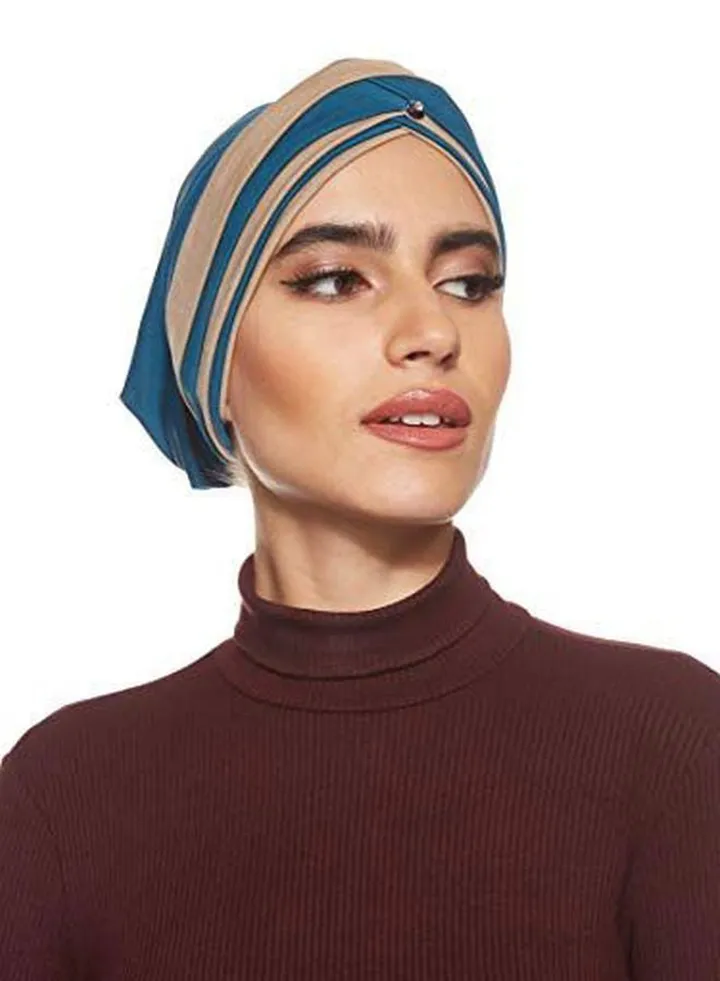 Stretchable Turban Turquoise/Beige
