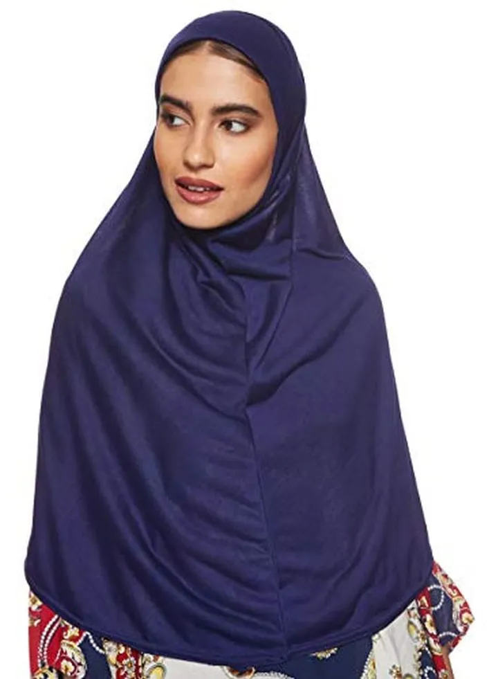 Solid Cotton Hijab Navy Blue