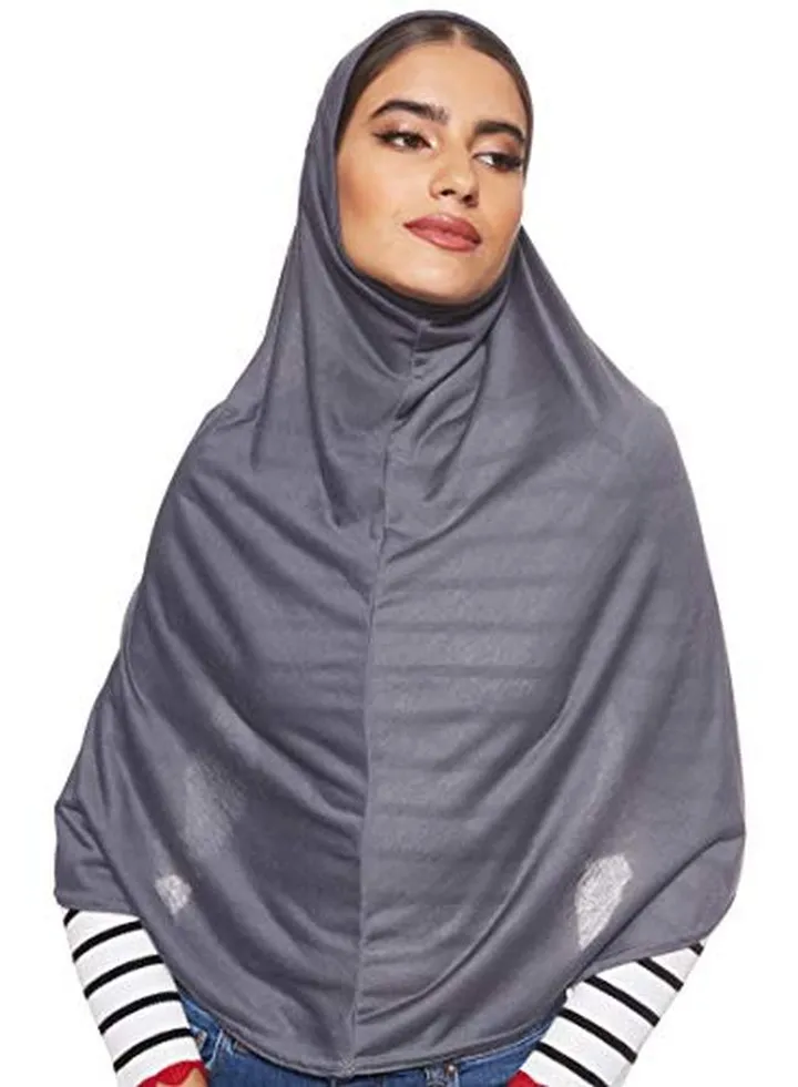 Solid Cotton Hijab Dark Grey