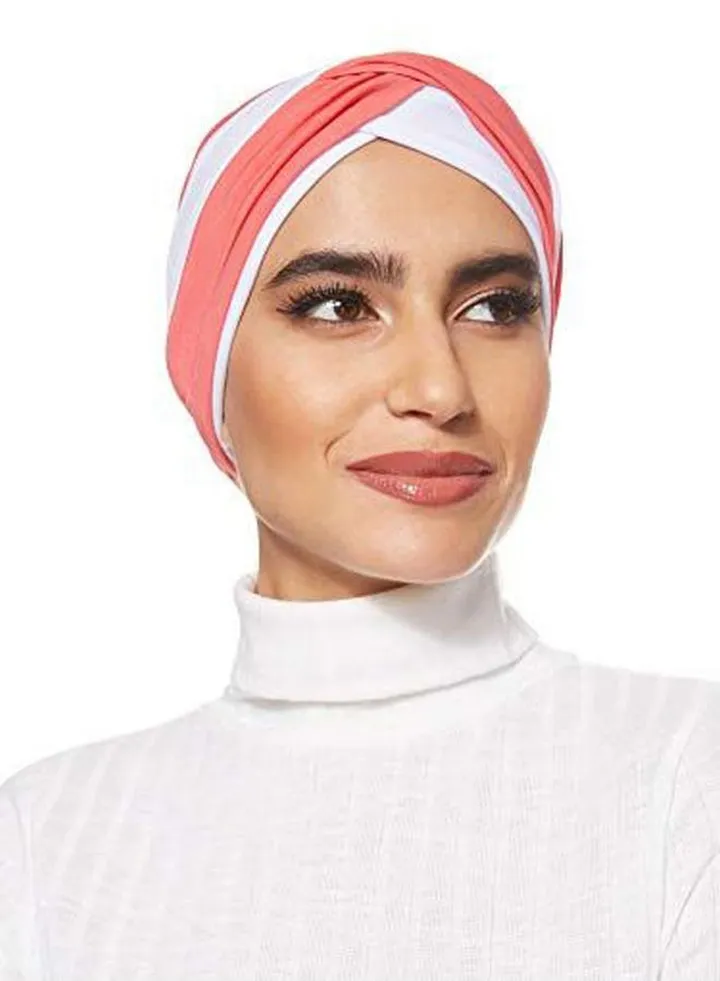 Stretchable Turban Pink/White