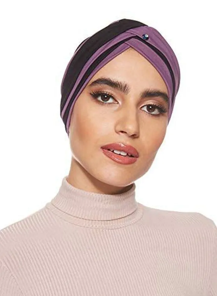 Stretchable Turban Purple/Black