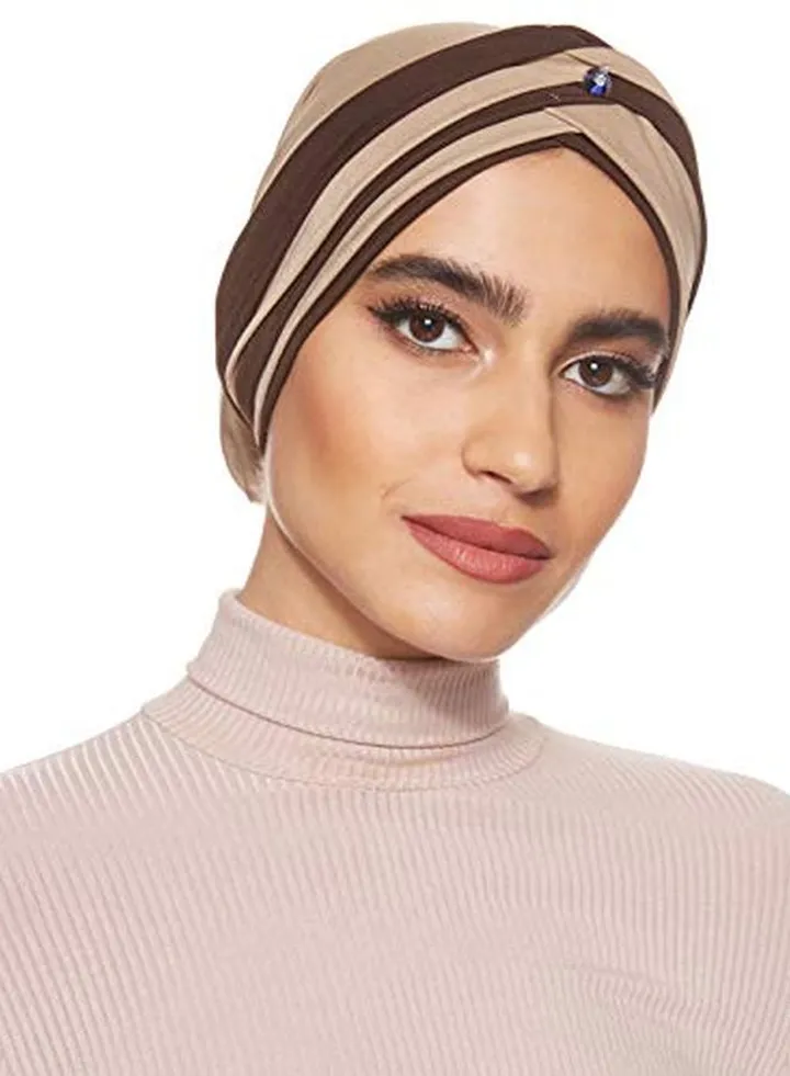 Stone Studded Turban Beige/Brown