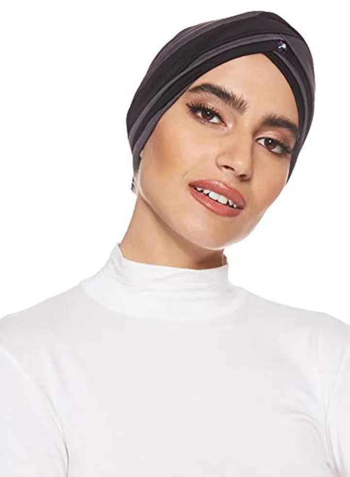 Stone Studded Turban Dark Grey/Black