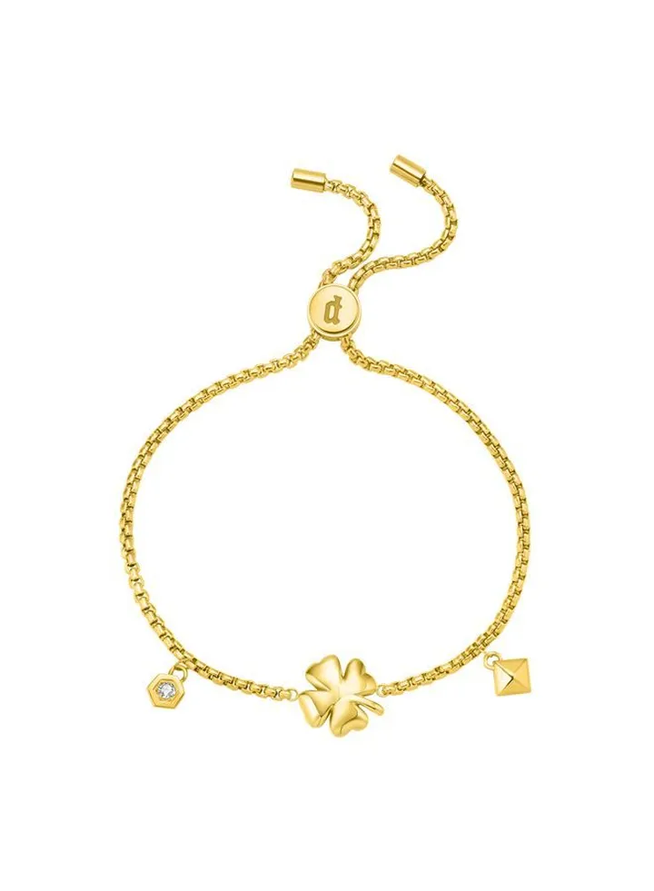 Police Twinkling Yellow Gold Plated Stainless Steel Ladies Bracelet With Crystals - PEJLB0002201