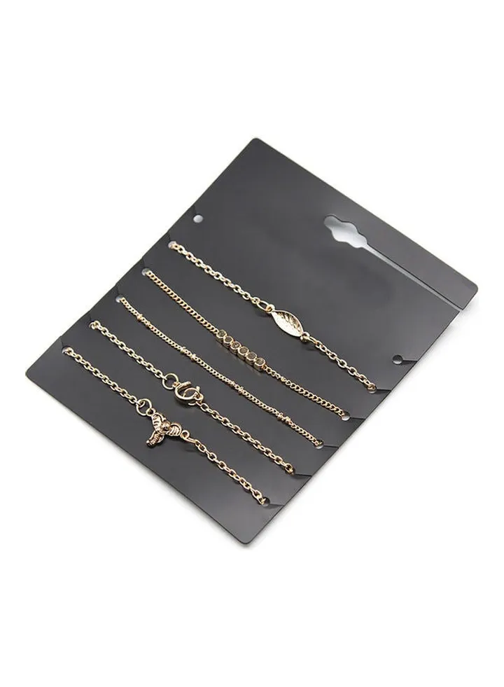 5-Piece Pendant Chain Anklet Bracelet