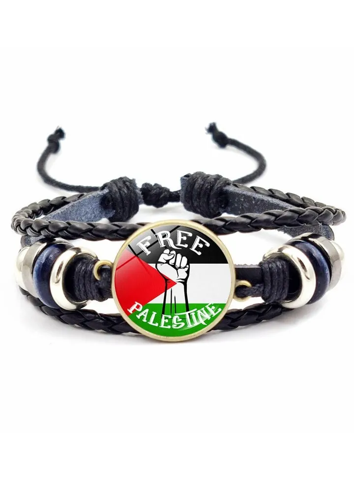 Palestine Freedom Flag Vintage Leather Bracelet